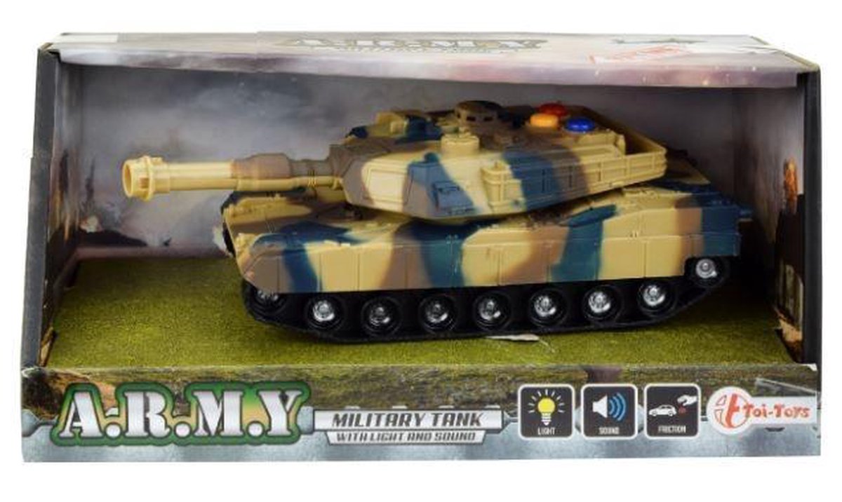 Toi-Toys Toi Toys militaire tank met licht en geluid 17 cm groen/ - Geel