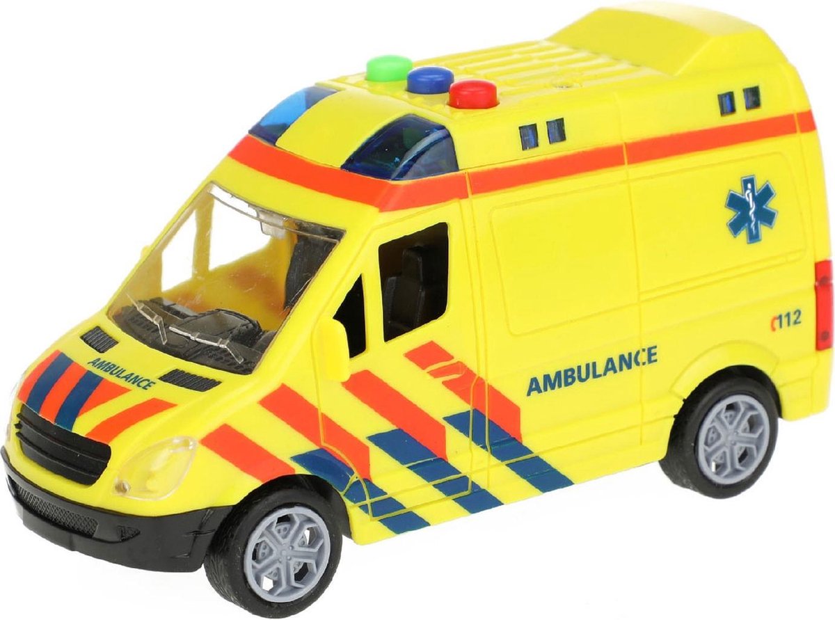 Toi-Toys Toi Toys ambulance frictie met licht en geluid 15 cm - Geel