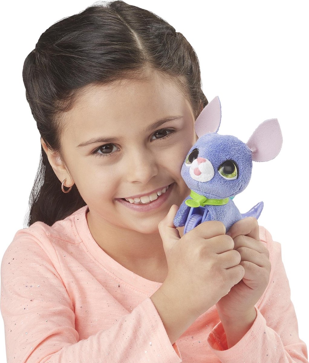 Hasbro FurReal Friends puppy met riem Walkalots Lil Wags 12 cm - Paars