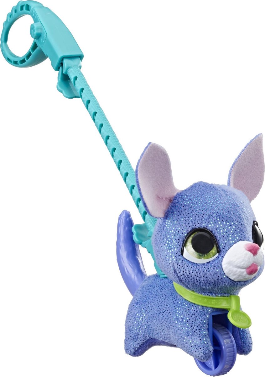 Hasbro FurReal Friends puppy met riem Walkalots Lil Wags 12 cm - Paars