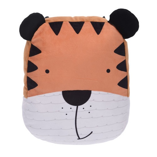 Tender Toys knuffelkussen tijger 39 x25 cm bruin/zwart/wit