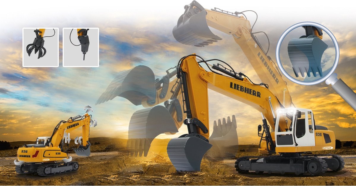 Jamara graafmachine RC Liebherr R936 2,4 GHz 1:20 - Geel