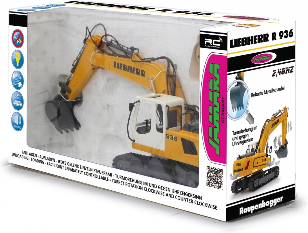 Jamara graafmachine RC Liebherr R936 2,4 GHz 1:20 - Geel
