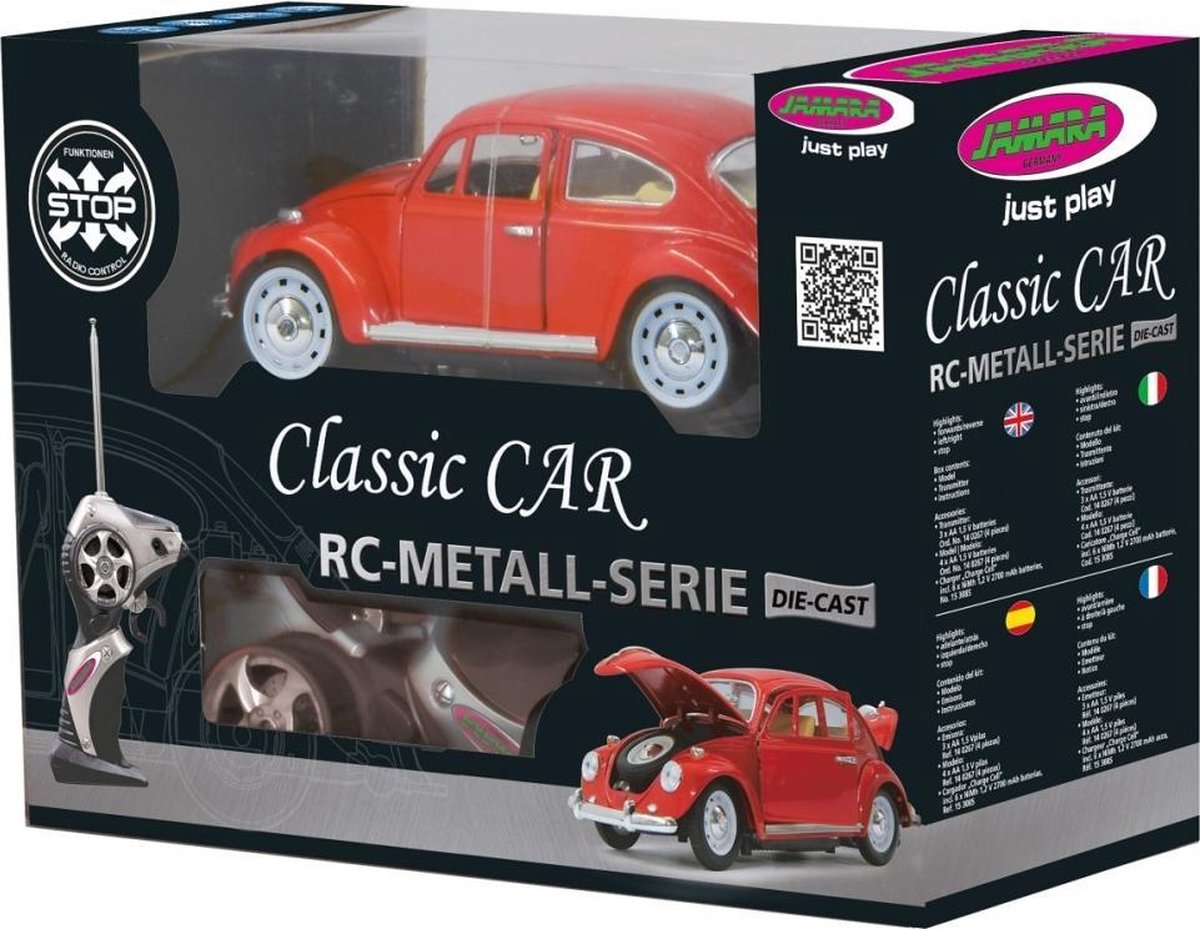 Jamara RC VW Beatle Classic die cast jongens 27 MHz 1:18 - Rojo