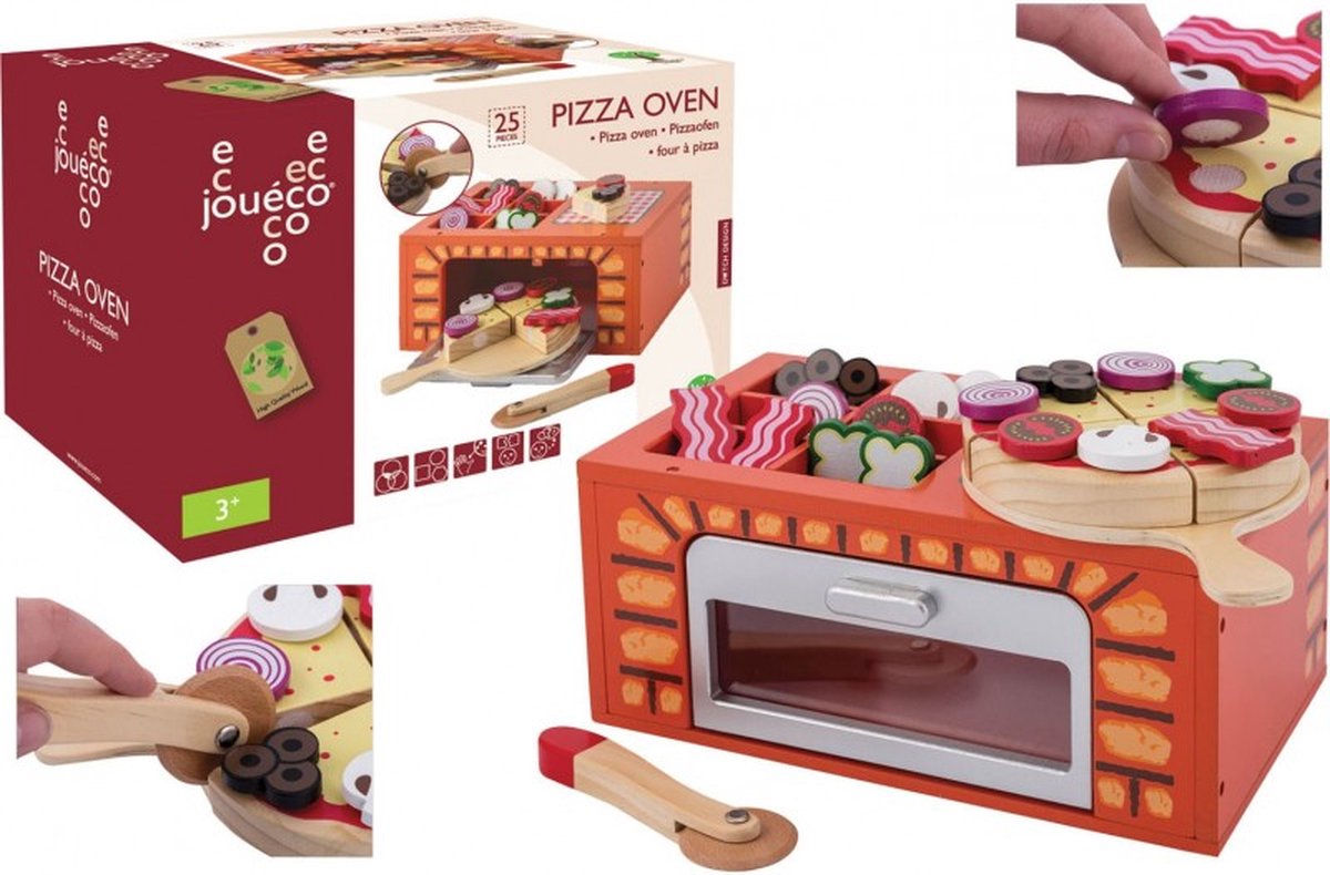 Joueco Jouéco pizza oven 28 cm 25 delig - Rood