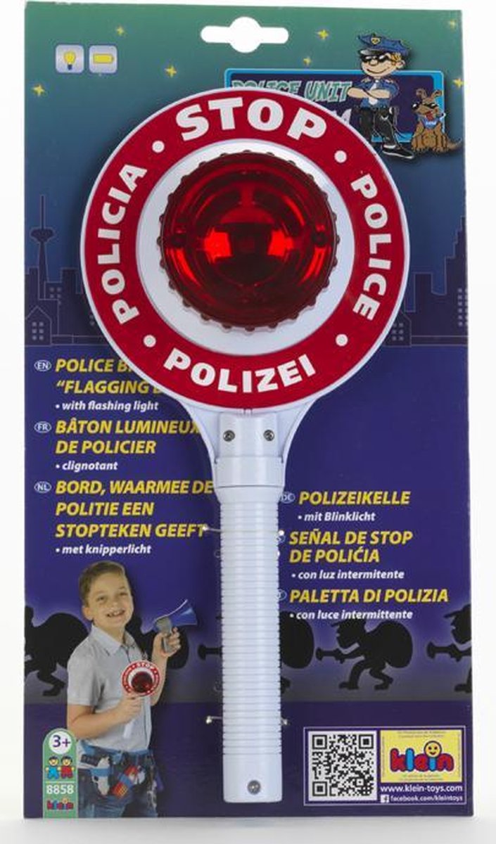 Theo Klein Klein politie stopbord met handvat en knipperlicht 29 cm - Rood