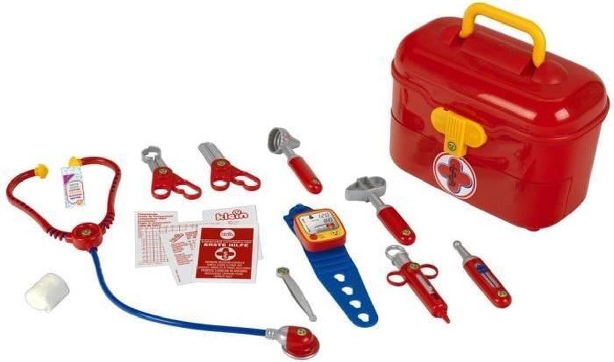 Klein Dokterskoffertje met accessoires 10 delig - Rood