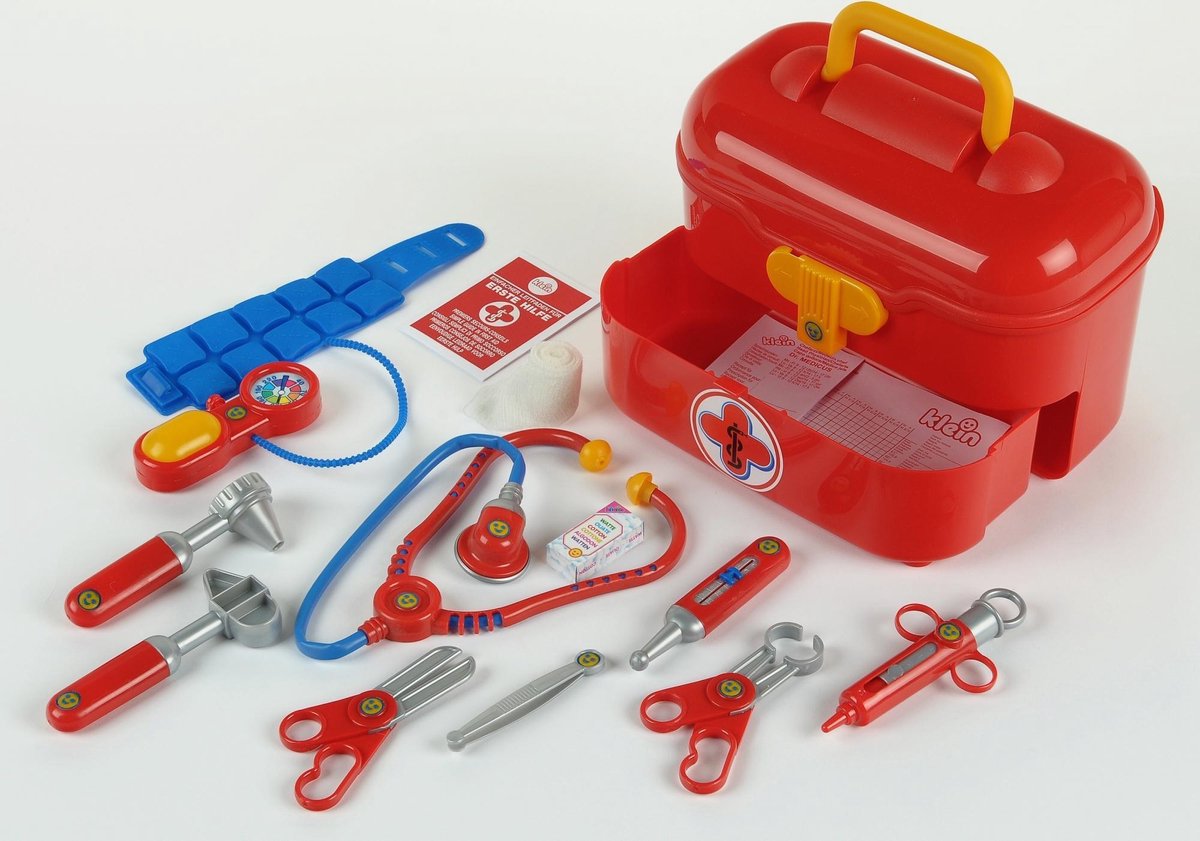 Klein Dokterskoffertje met accessoires 10 delig - Rood