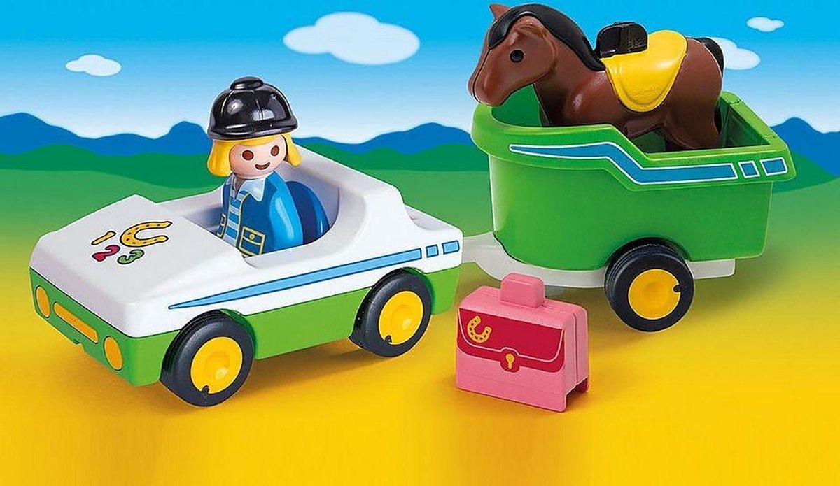 Playmobil 1, 2, 3 Wagen met paardentrailer (70181)