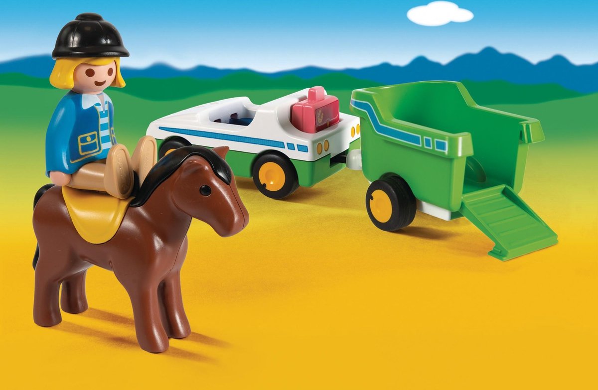 Playmobil 1, 2, 3 Wagen met paardentrailer (70181)