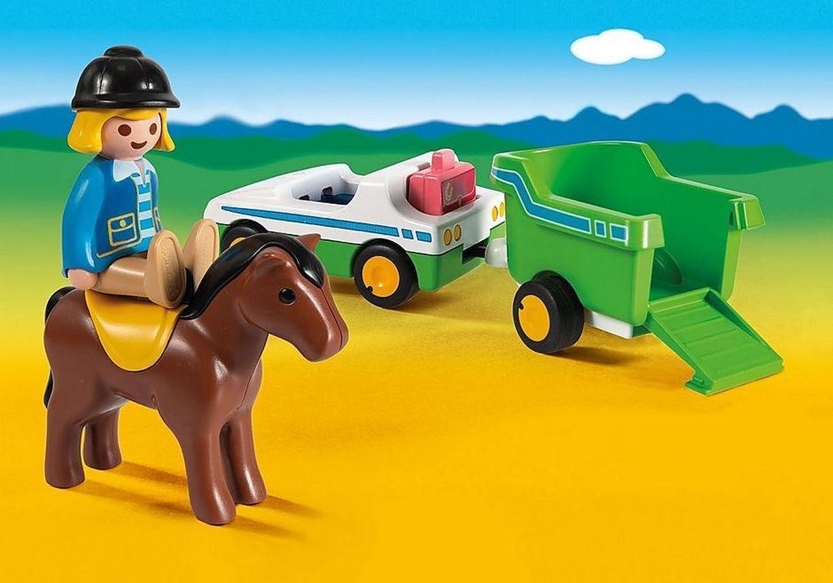 Playmobil 1, 2, 3 Wagen met paardentrailer (70181)