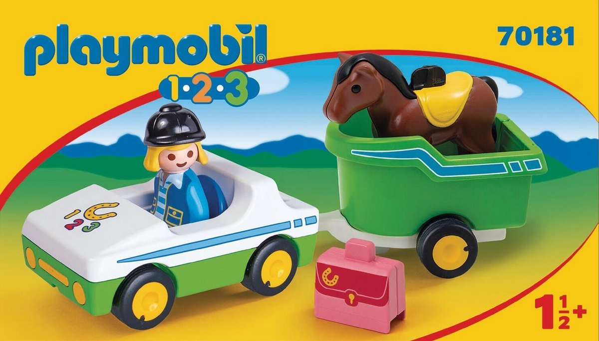 Playmobil 1, 2, 3 Wagen met paardentrailer (70181)