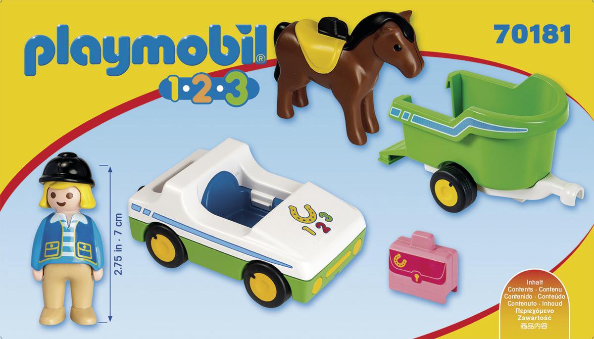 Playmobil 1, 2, 3 Wagen met paardentrailer (70181)