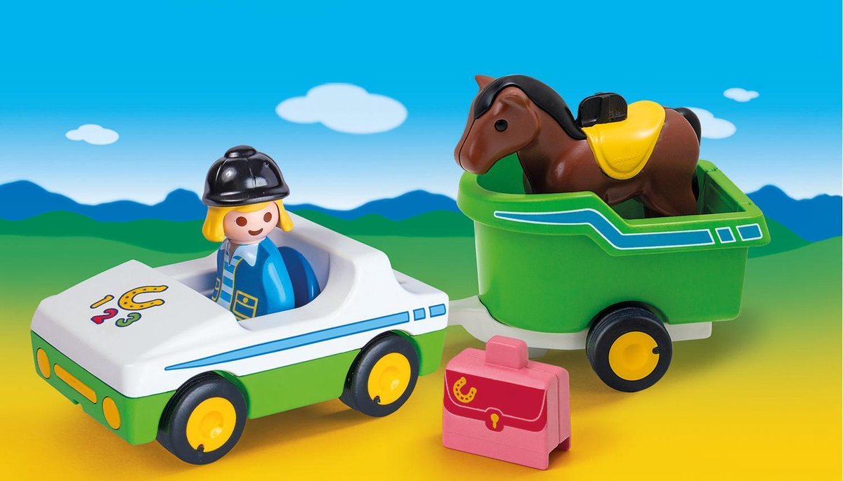 Playmobil 1, 2, 3 Wagen met paardentrailer (70181)