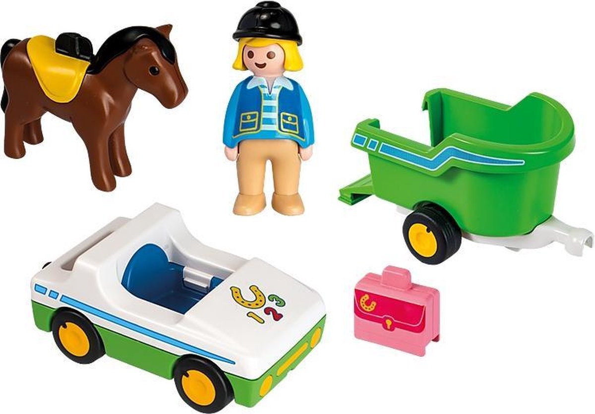 Playmobil 1, 2, 3 Wagen met paardentrailer (70181)