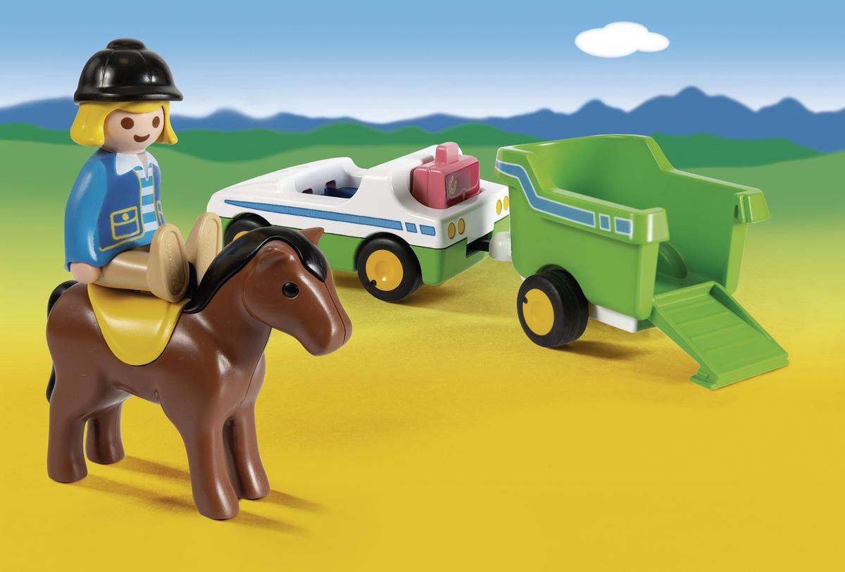 Playmobil 1, 2, 3 Wagen met paardentrailer (70181)