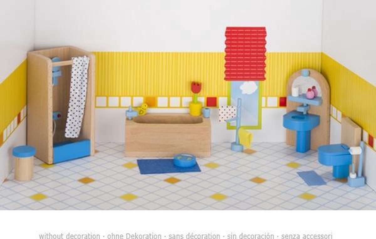 Goki Houten Poppenhuis Moderne Badkamer 17 Delig