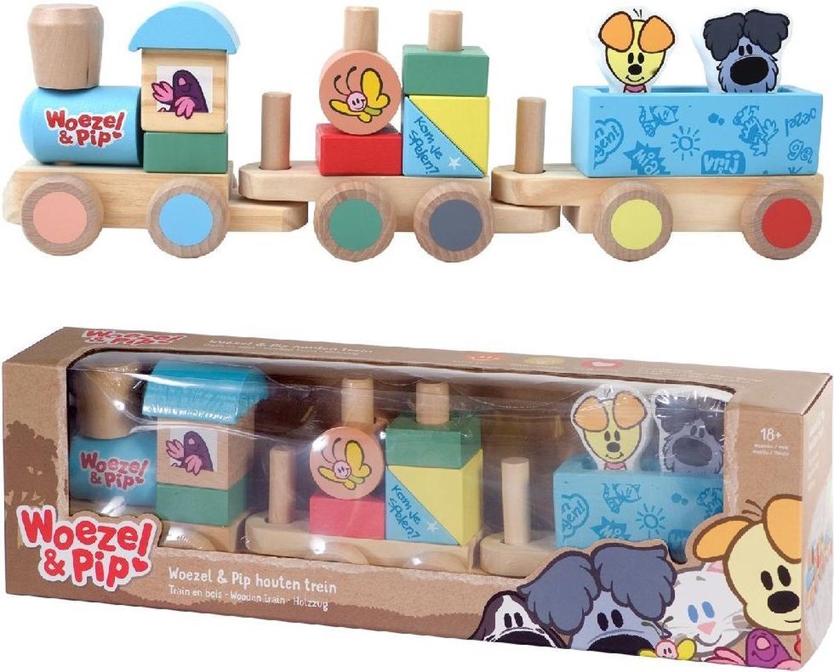 Rubo Toys houten trein Woezel En Pip 45 cm