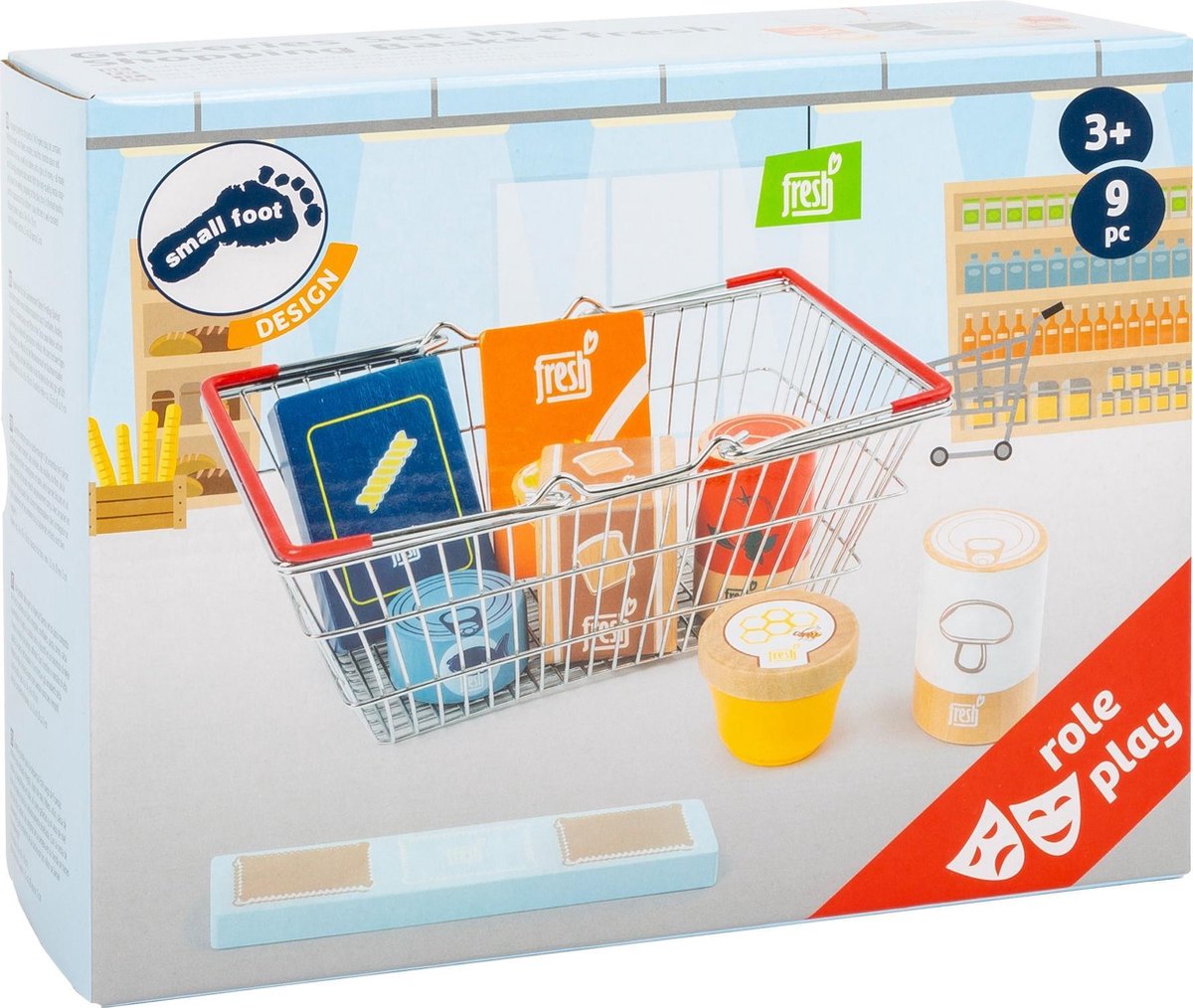 Small Foot speelgoedeten Boodschappen hout/staal junior 9 delig