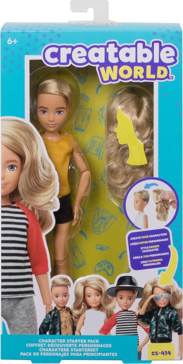 Creatable World pop starterspakket blond golvend haar 30 cm - Geel
