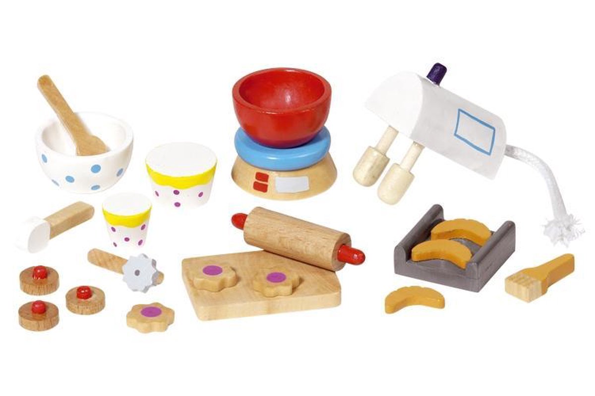 Goki Houten Poppenhuis Bak Accessoires 22 Delig