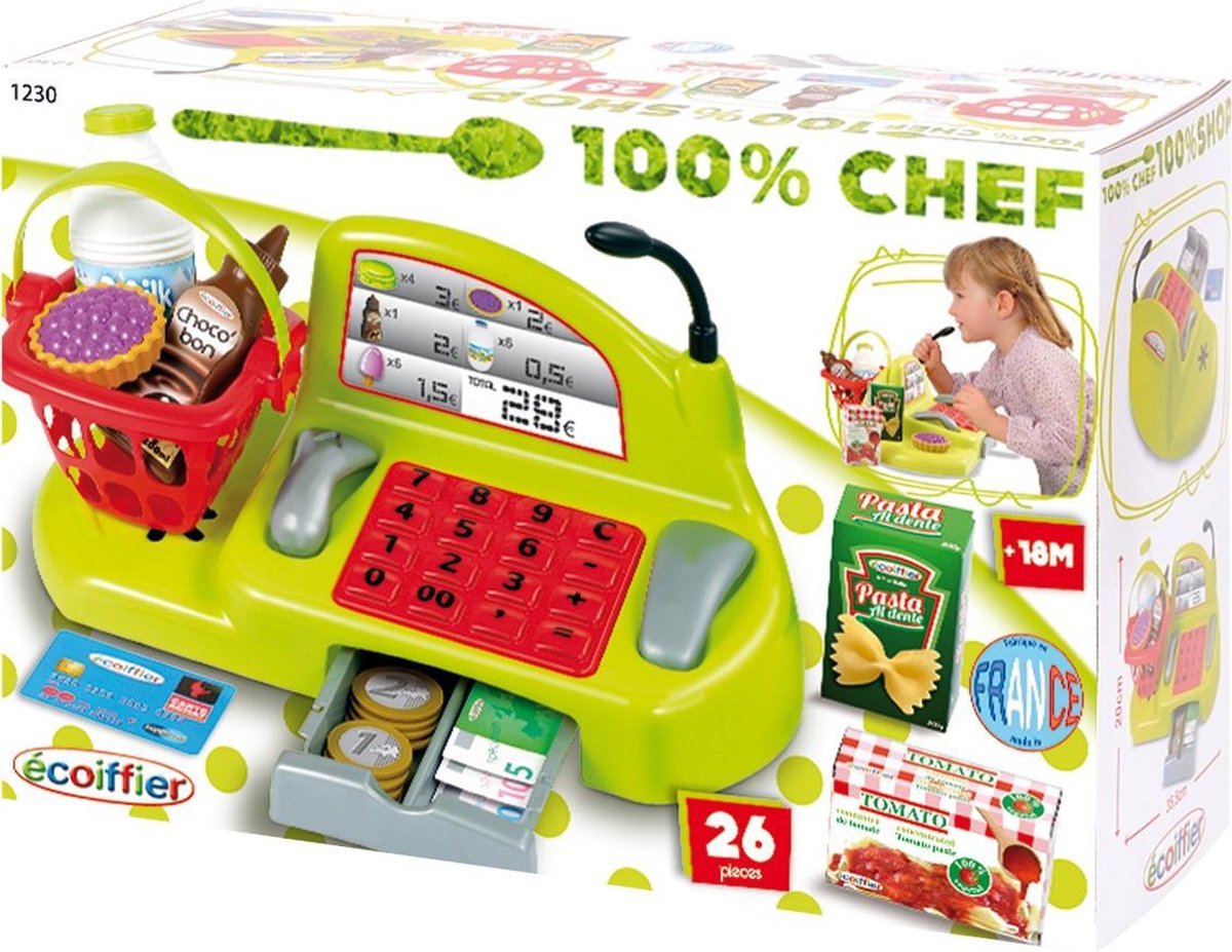 Ecoiffier écoiffier 100% Chef: kassa kunststof 26 delig
