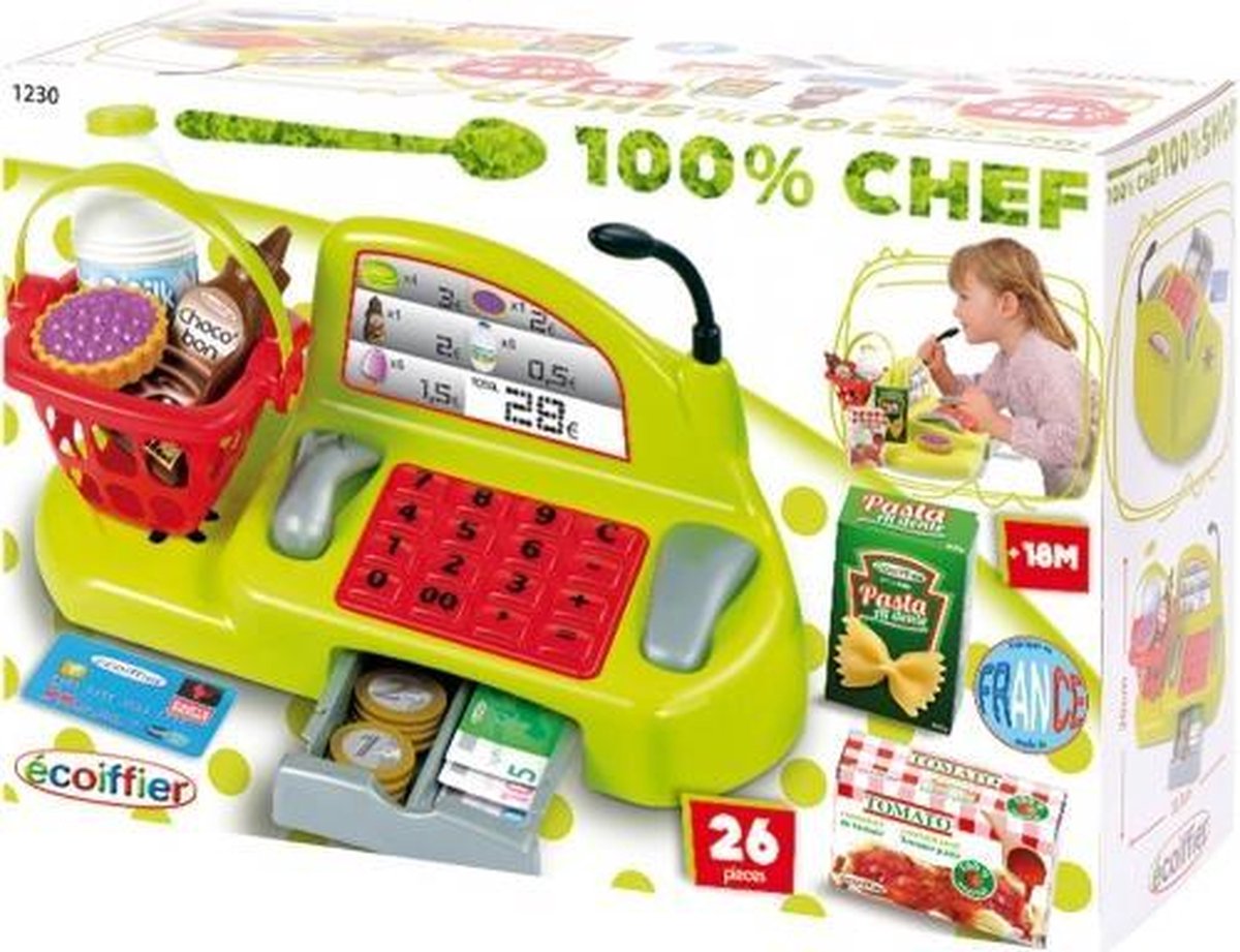Ecoiffier écoiffier 100% Chef: kassa kunststof 26 delig