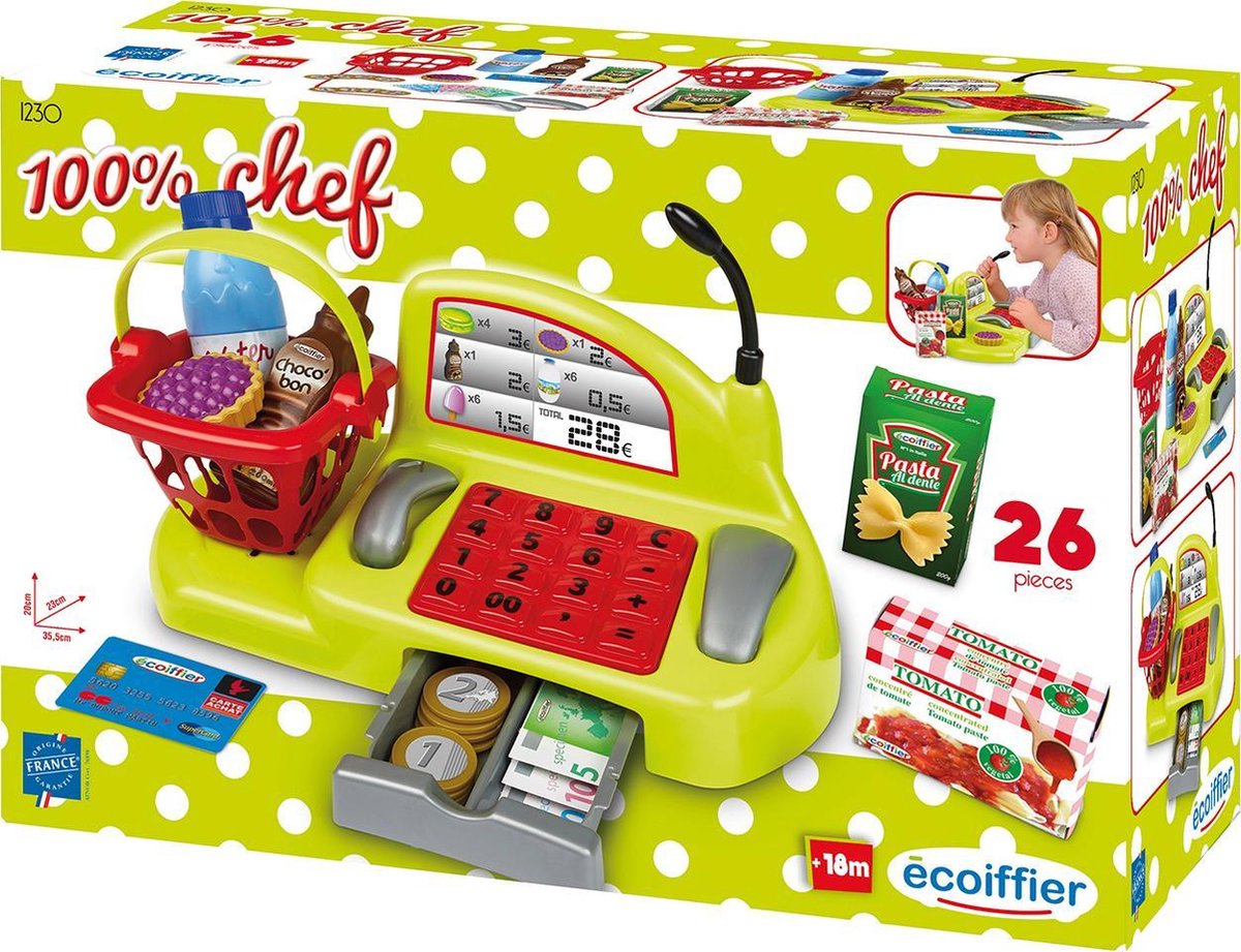 Ecoiffier écoiffier 100% Chef: kassa kunststof 26 delig