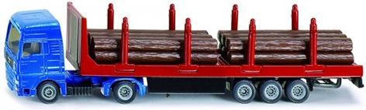 Siku vrachtwagen met oplegger voor houttransport/rood (1659) - Blauw