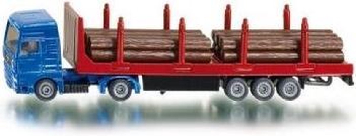 Siku vrachtwagen met oplegger voor houttransport/rood (1659) - Blauw