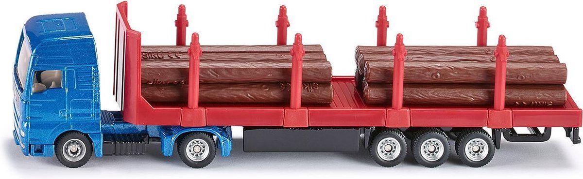 Siku vrachtwagen met oplegger voor houttransport/rood (1659) - Blauw