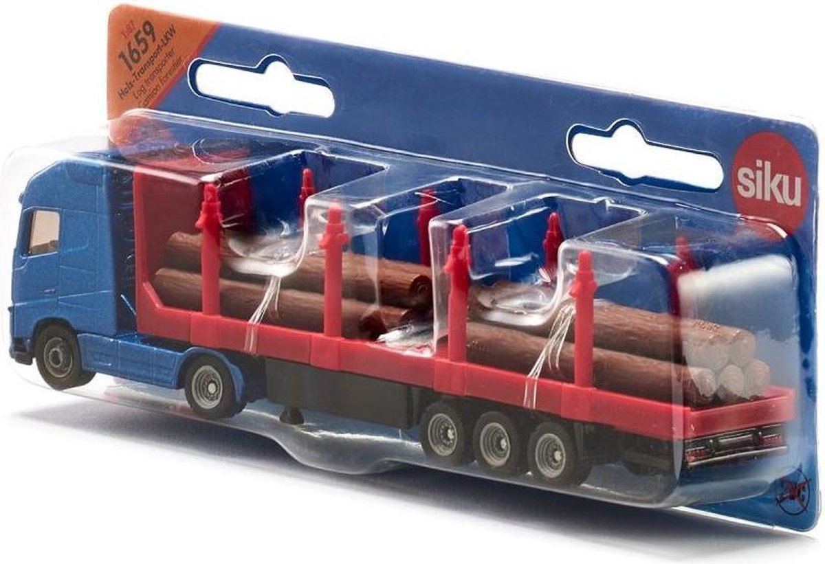 Siku vrachtwagen met oplegger voor houttransport/rood (1659) - Blauw