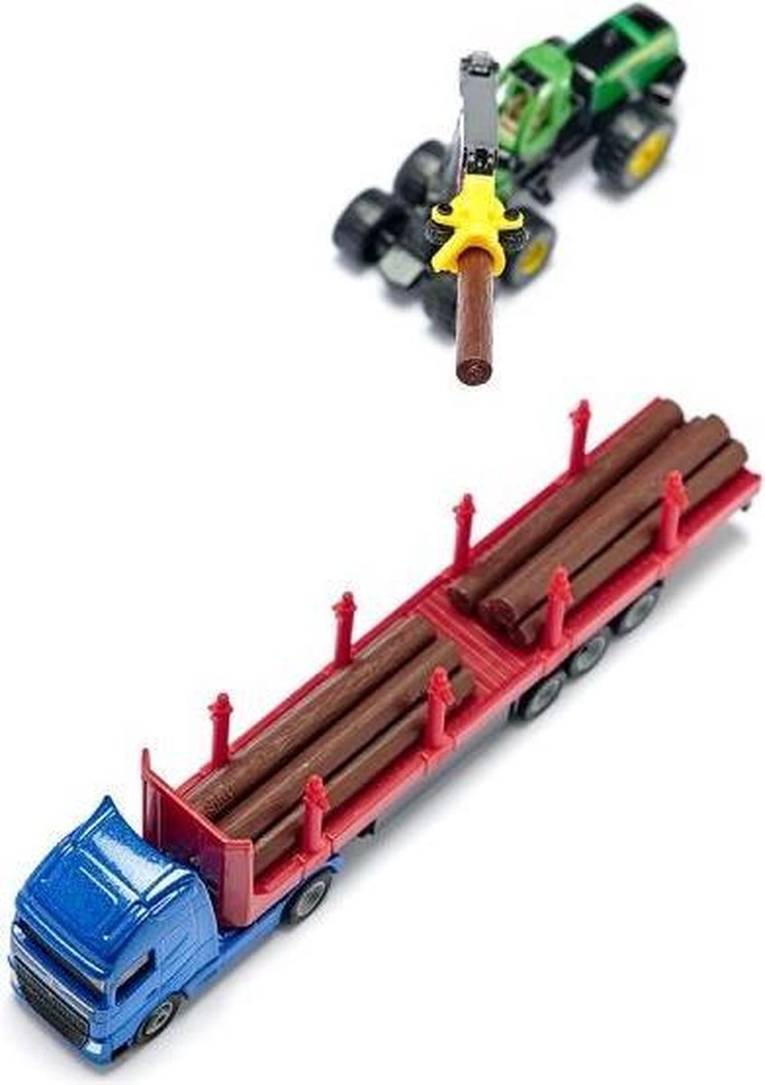 Siku vrachtwagen met oplegger voor houttransport/rood (1659) - Blauw