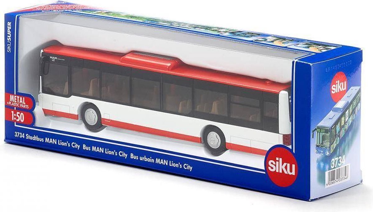 Siku Man Lion's City stadsbus rood/ (3734) - Wit