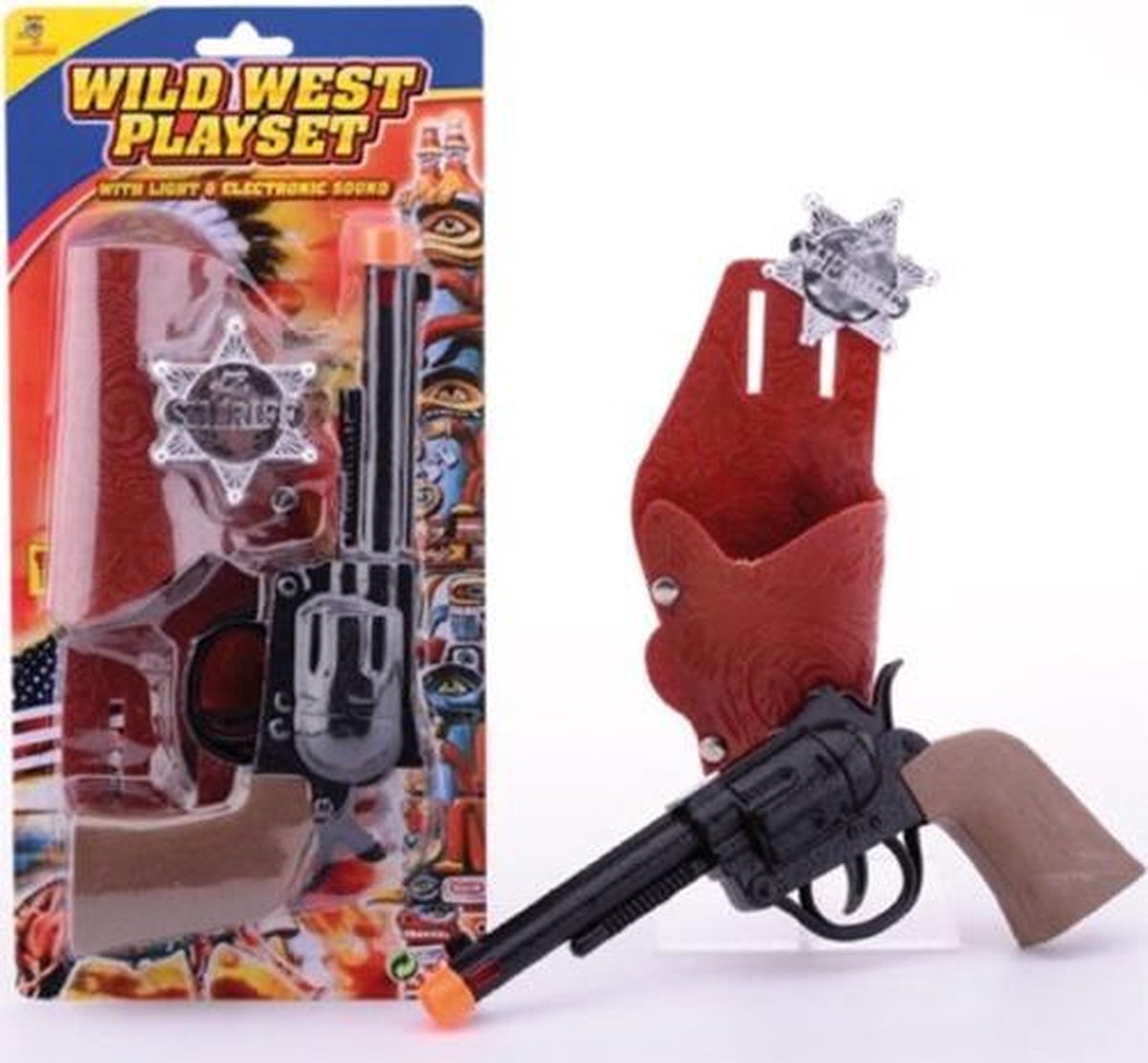Johntoy Wild West speelset Revolver/bruin 23 cm - Zwart