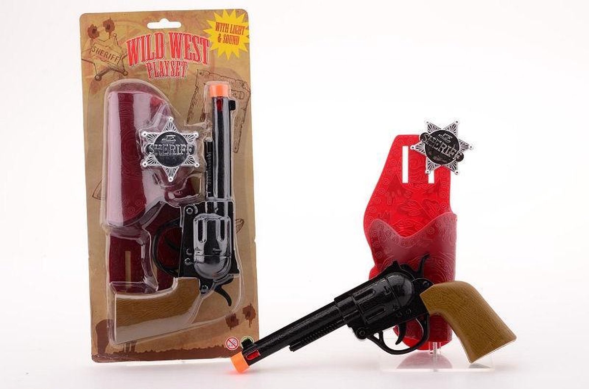 Johntoy Wild West speelset Revolver/bruin 23 cm - Zwart