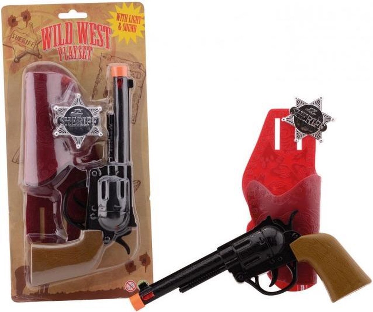 Johntoy Wild West speelset Revolver/bruin 23 cm - Zwart
