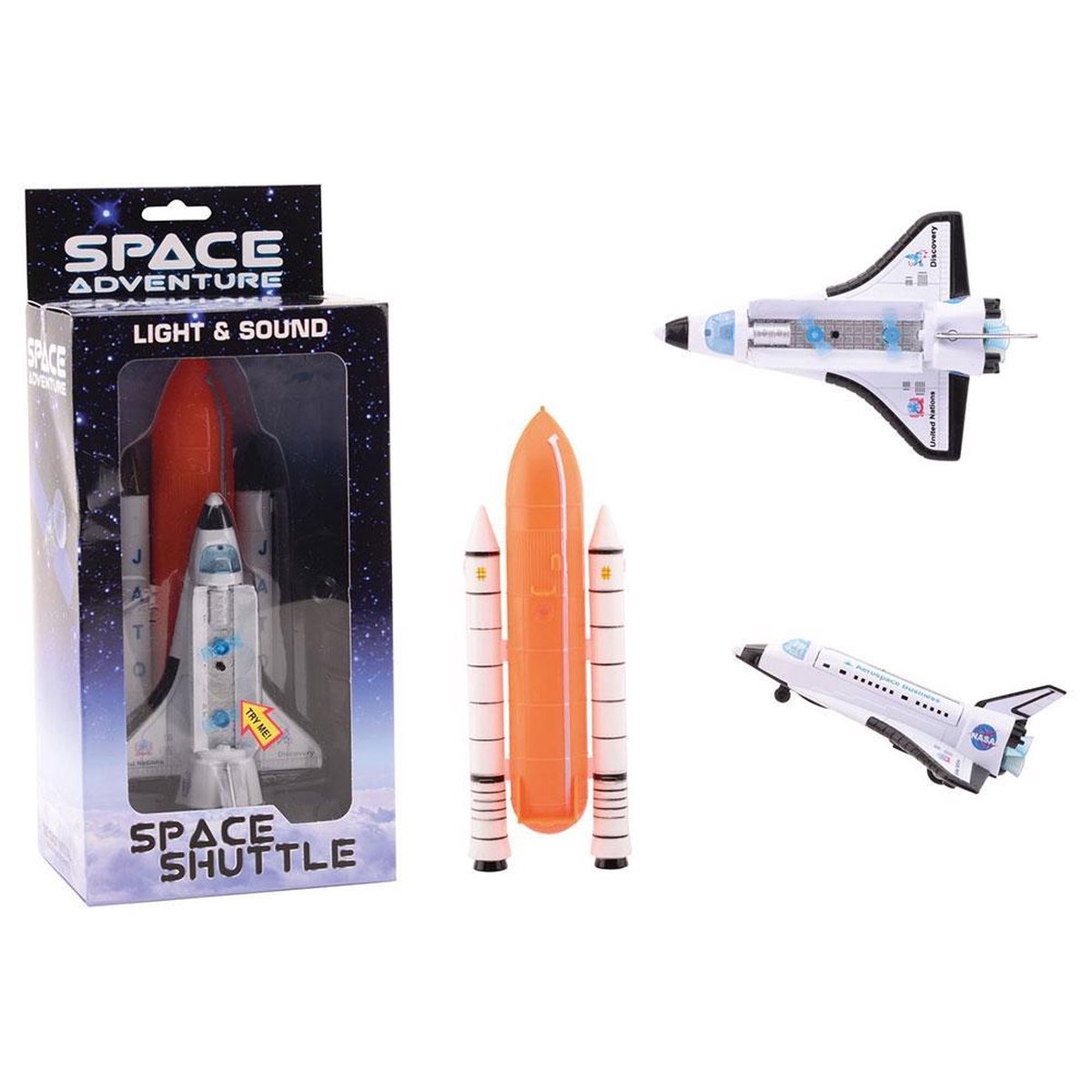 Johntoy space shuttle met licht en geluid 20 cm - Wit