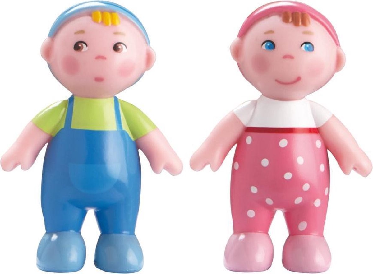 HABA Little Friends poppenhuisbaby's Marie en Max meisjes 6 cm/roze - Blauw