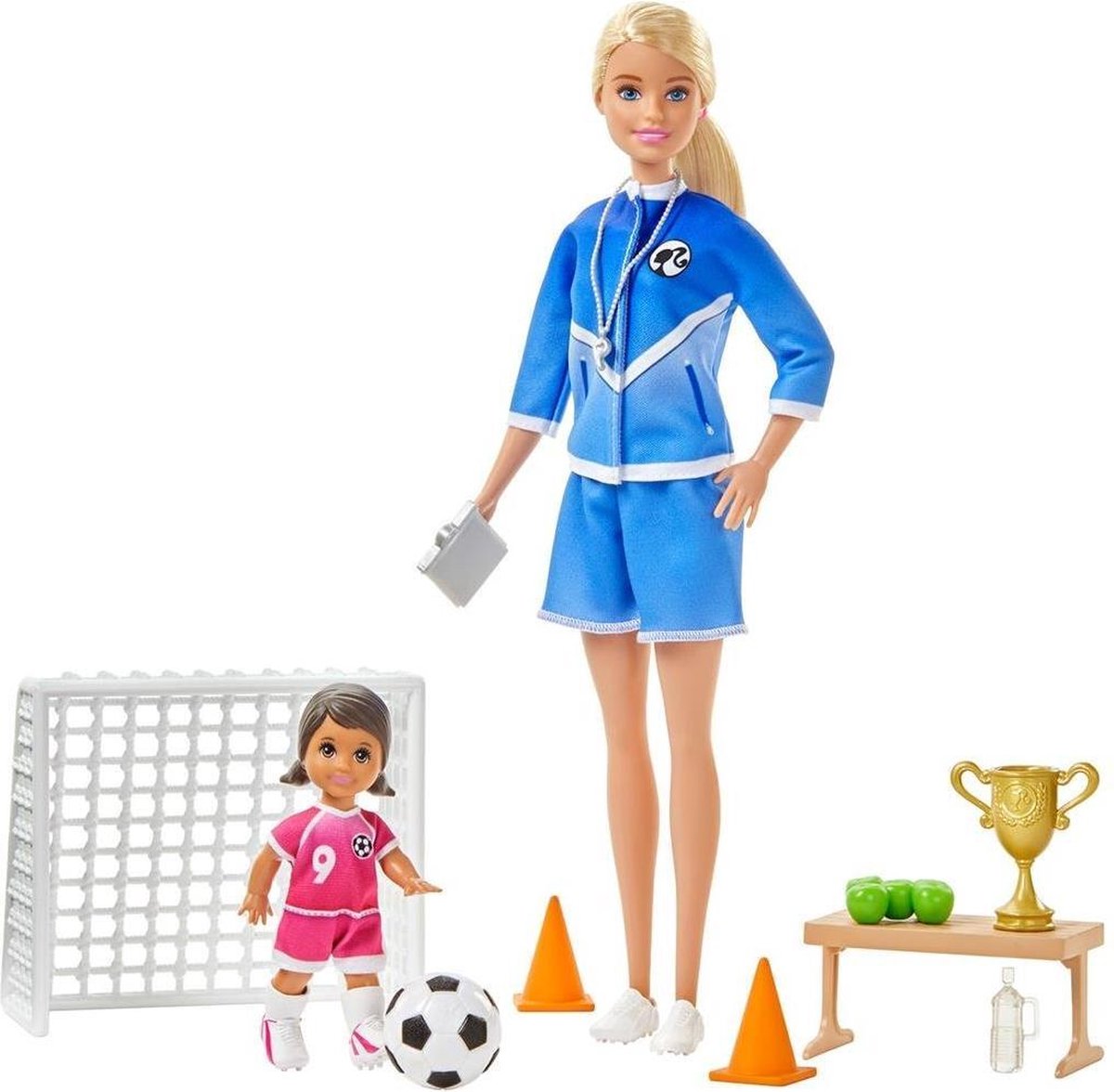 Barbie tienerpop You can be anything: voetbaltrainer 30 cm