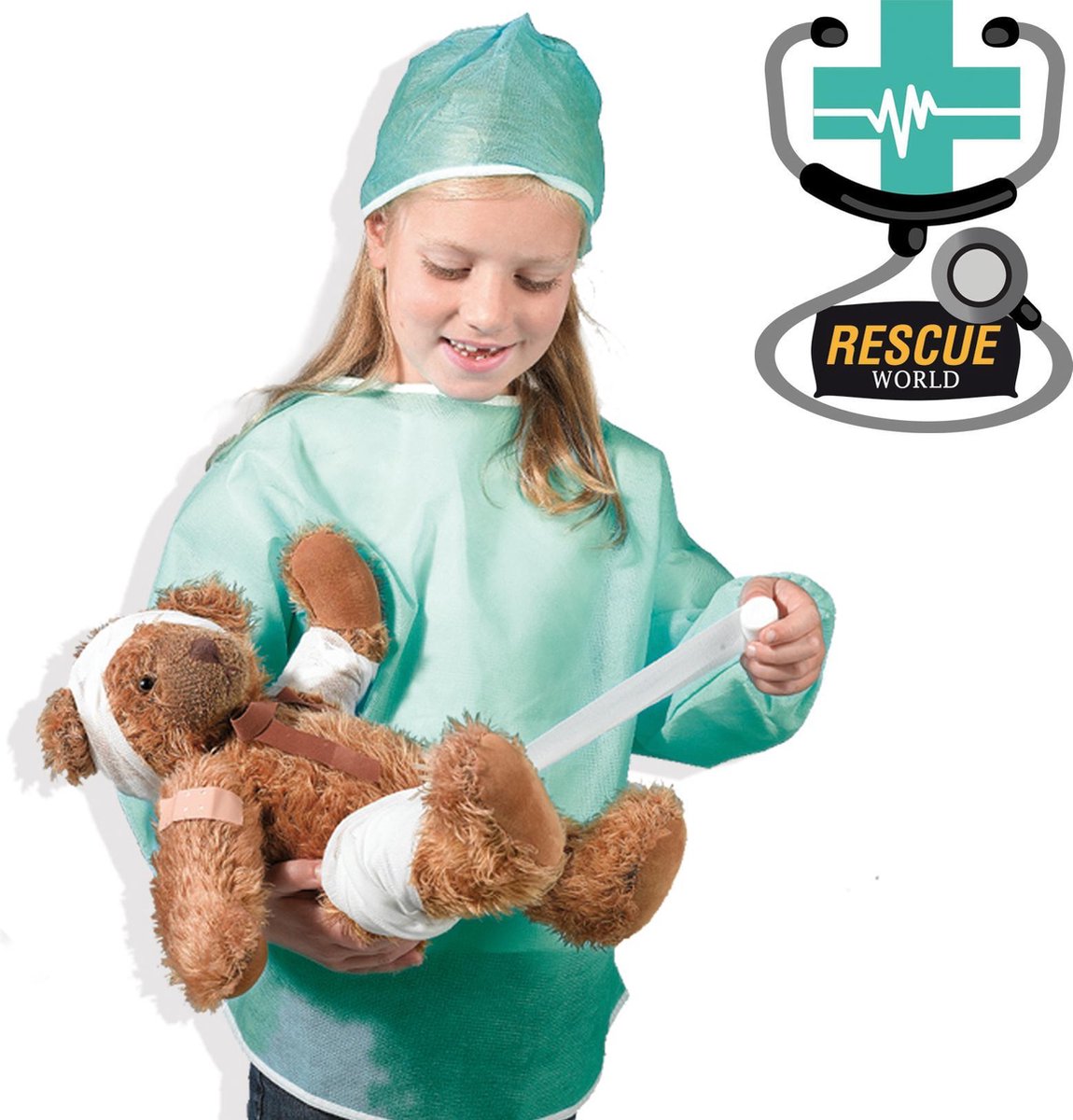 Ses Clowny Rescue world verkleedset chirurg 3 delig - Groen