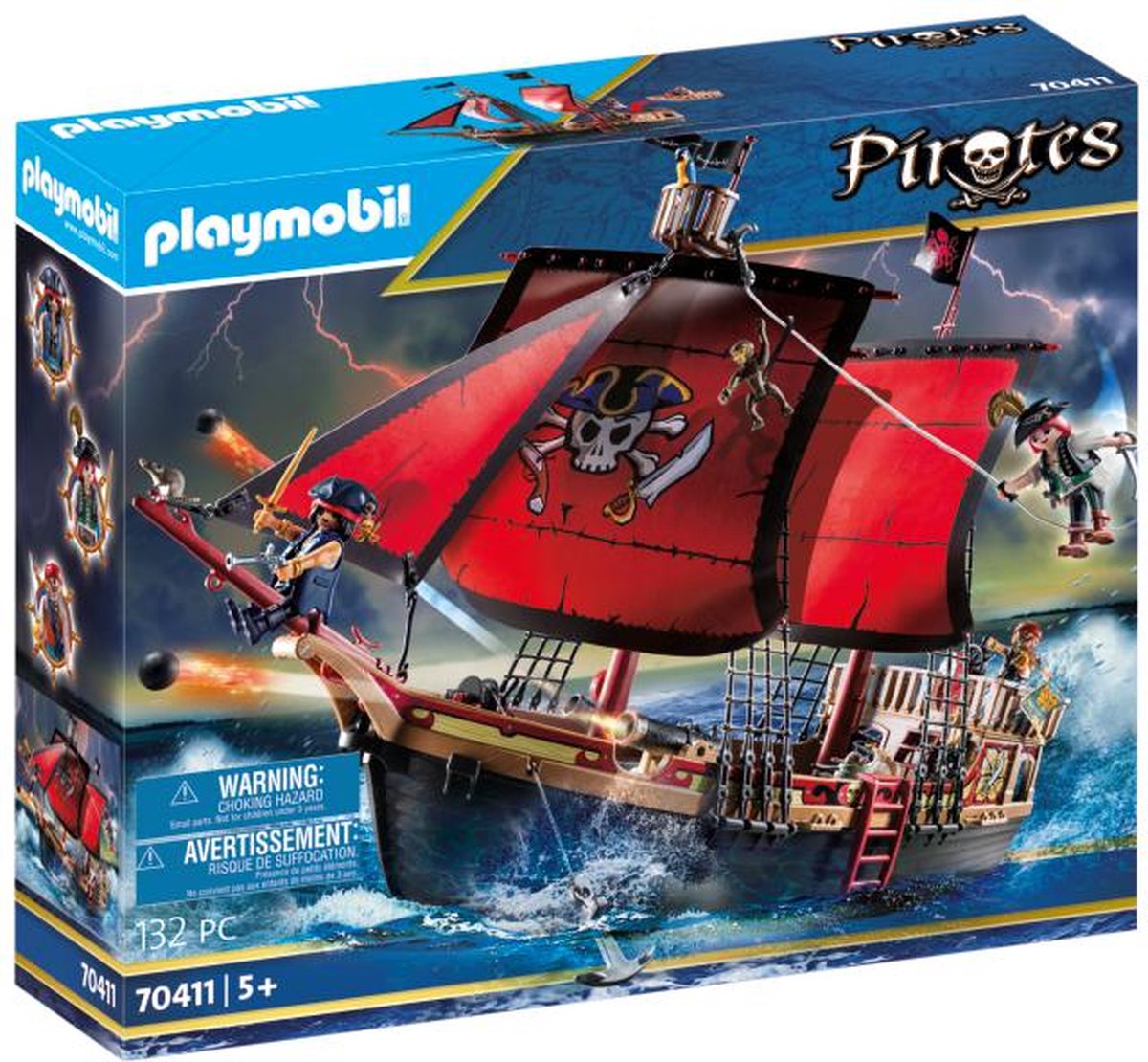 Playmobil Pirates Piratenschip (70411) - Rojo