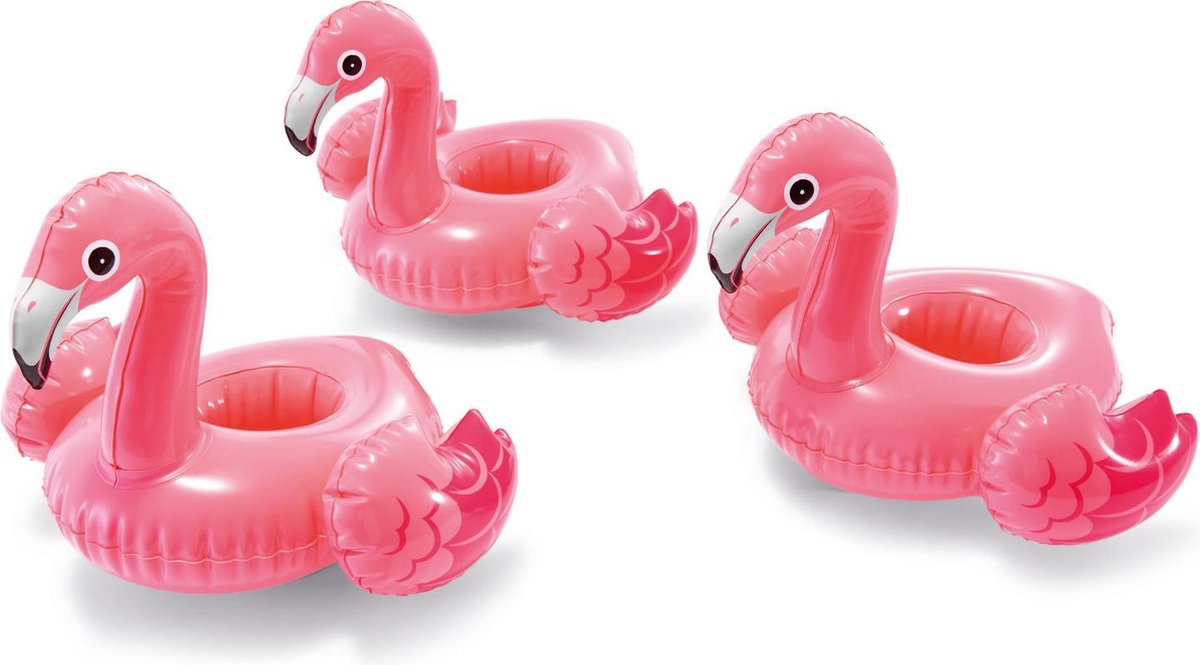 Intex bekerhouders flamingo 33 cm vinyl 3 stuks - Roze