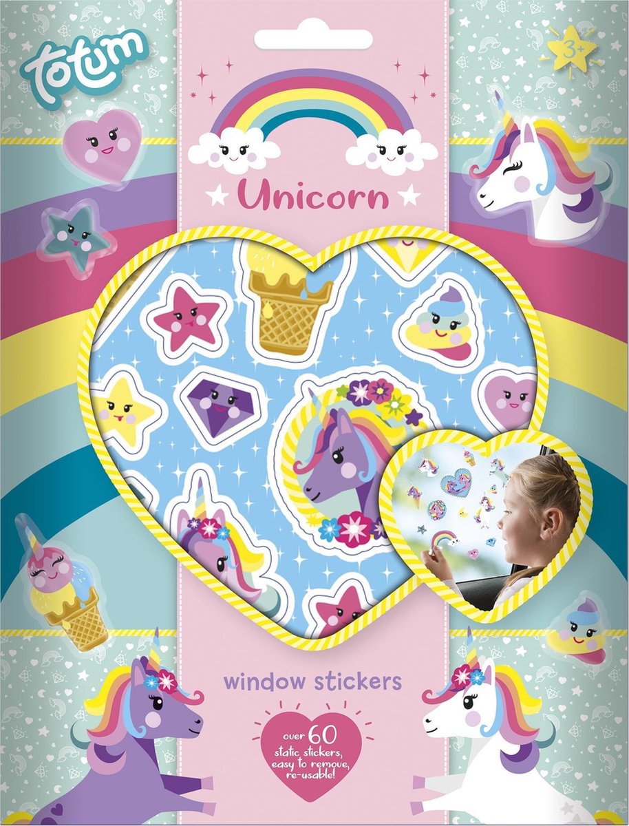 Totum raamsticker unicorn meisjes vinyl 60 stickers