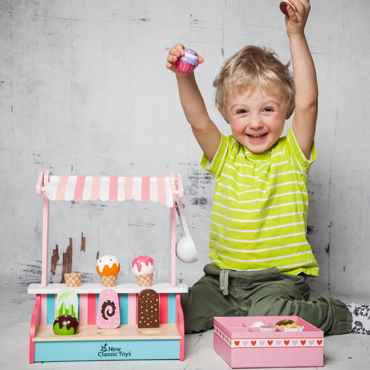 New Classic Toys ijskraam junior 30 x 30 cm hout 5 delig - Roze