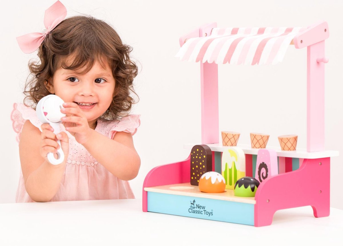 New Classic Toys ijskraam junior 30 x 30 cm hout 5 delig - Roze