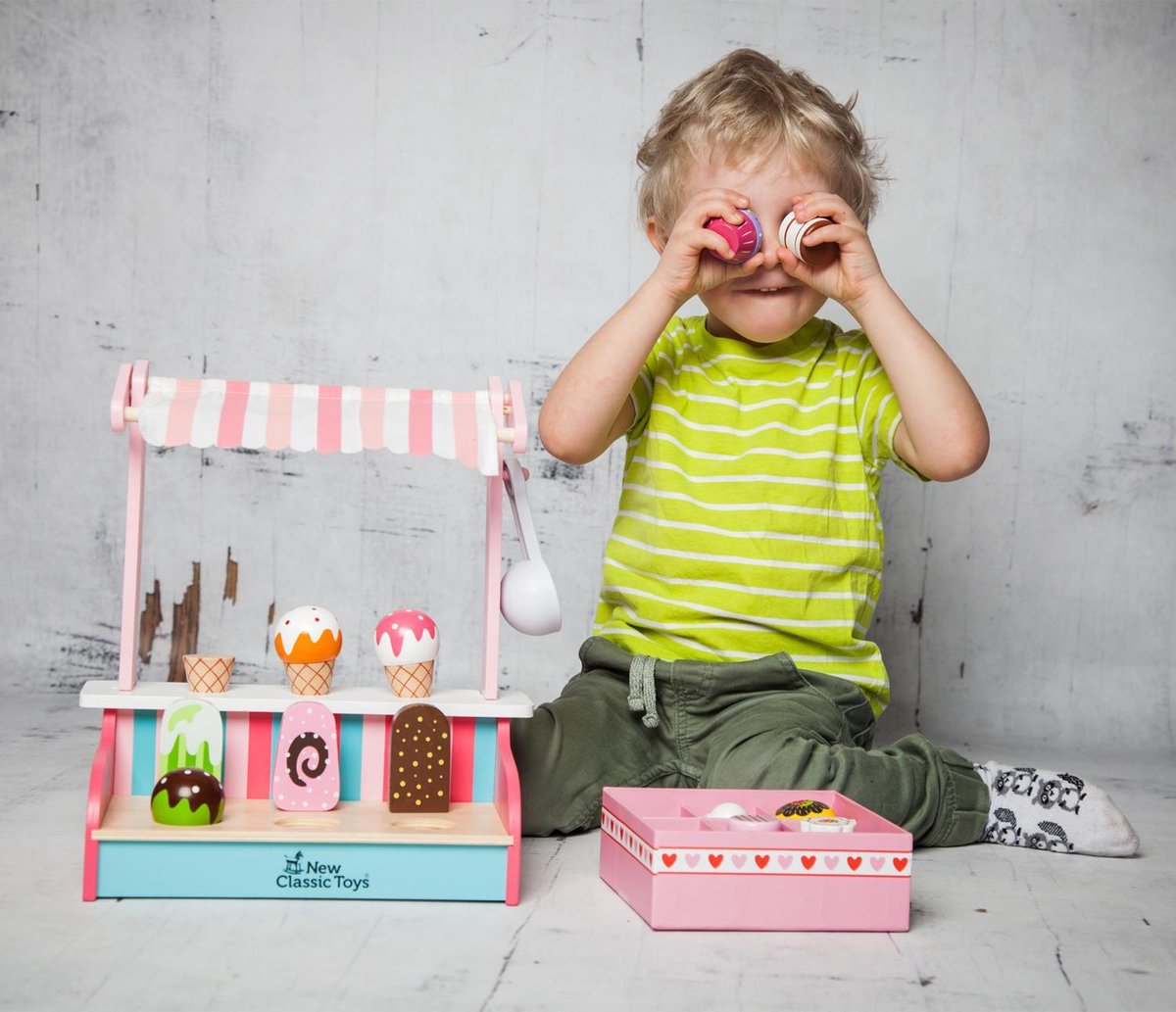 New Classic Toys ijskraam junior 30 x 30 cm hout 5 delig - Roze