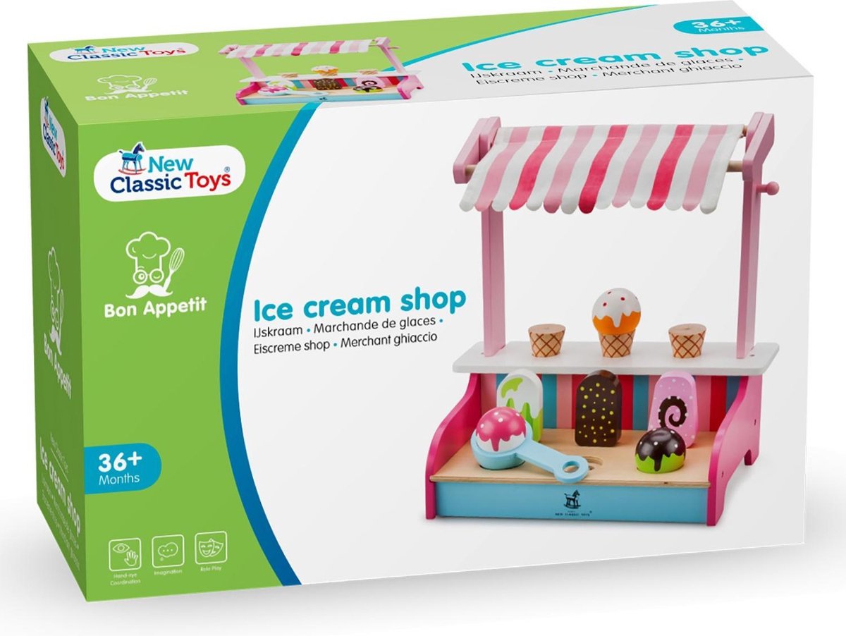 New Classic Toys ijskraam junior 30 x 30 cm hout 5 delig - Roze