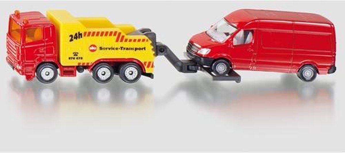 Siku bergingsvrachtwagen met personenbusje rood/ (1667) - Geel