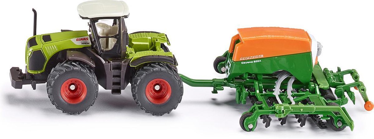 Siku Claas tractor met Amazone zaaimachine groen (1826) - Geel